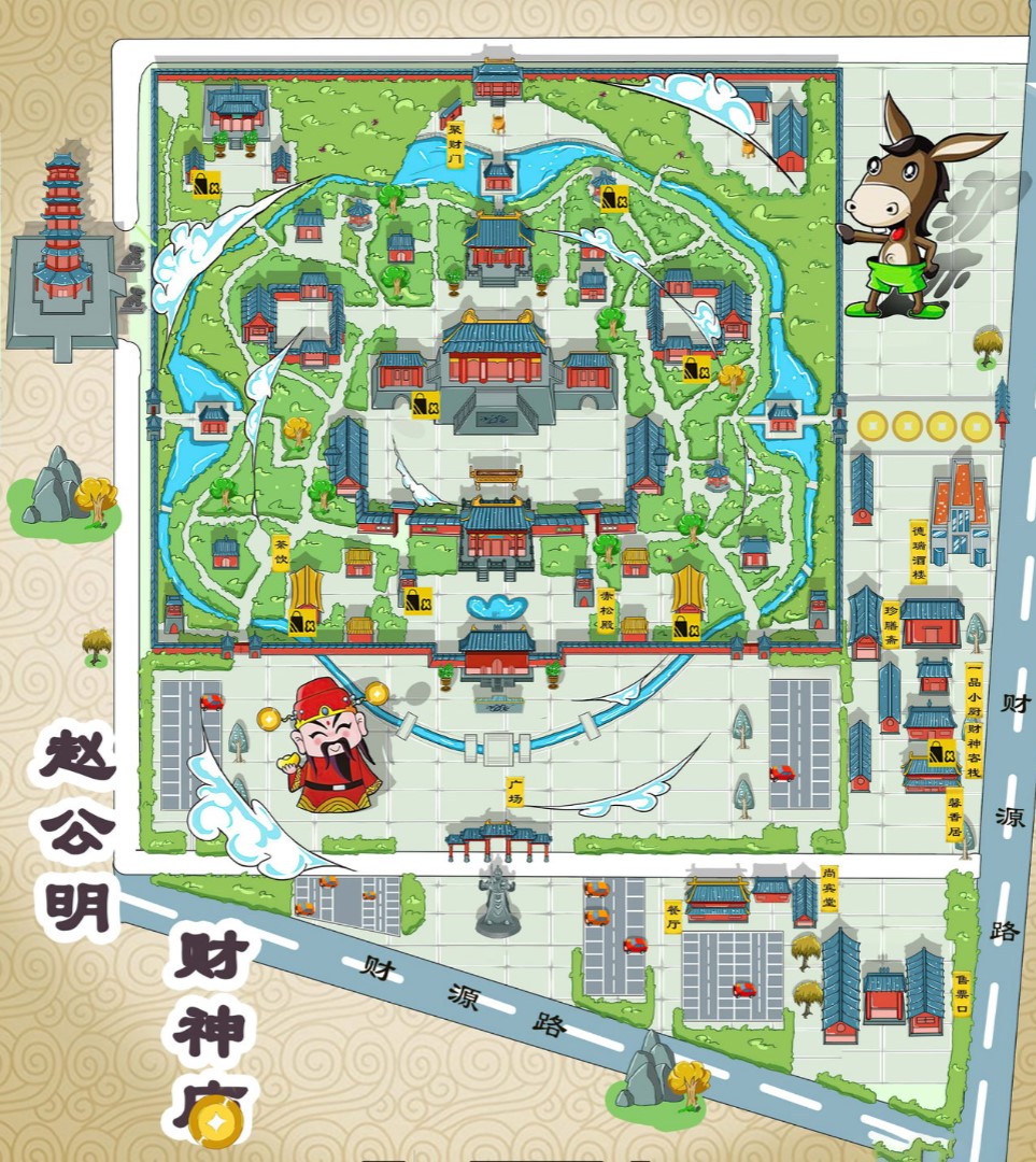 恩阳寺庙类手绘地图